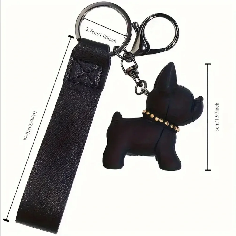 Brown Dog Keychain with Black Studded Collar, NEW, Adorable